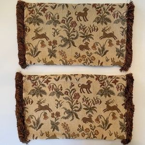 Pair of chenille pillow covers with brush fringe